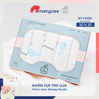 Set 5 khăn xô sữa sợi tre cho bé La Pomme mềm mịn họa tiết cá heo - MAMYCARE
