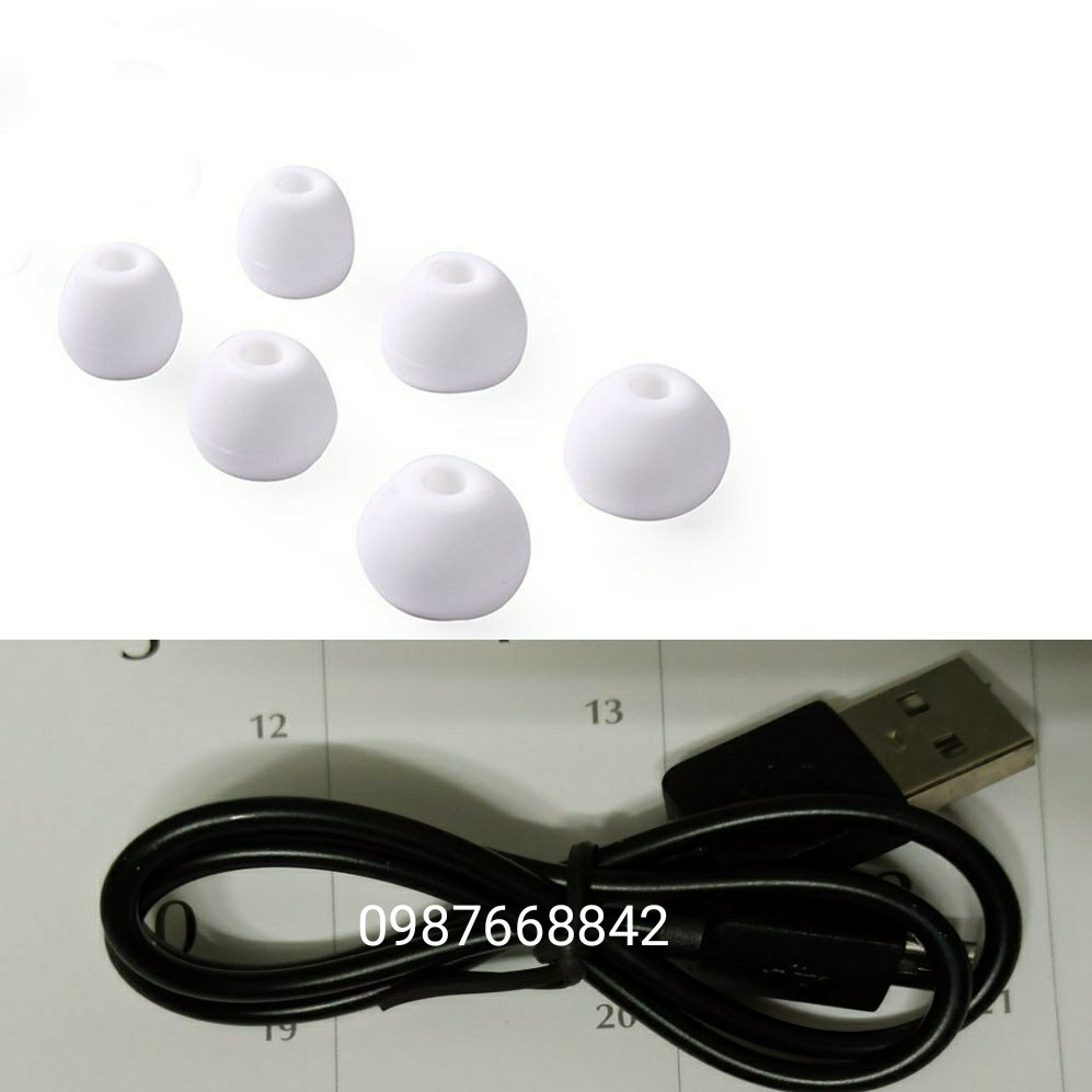 Núm cao su tai nghe bluetooth ( tặng kèm 1 dây sạc nguồn tai nghe đầu Micro usb )
