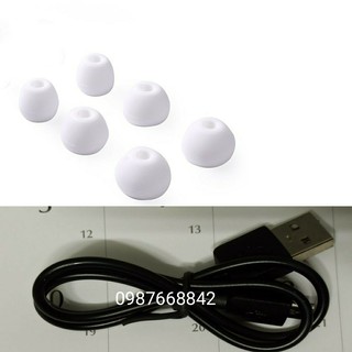 Núm cao su tai nghe bluetooth ( tặng kèm 1 dây sạc nguồn tai nghe đầu Micro usb )