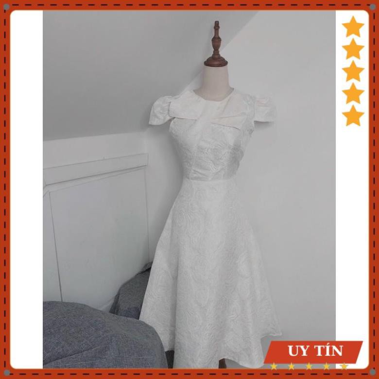 Đầm gấm tay con phối nơ sang trọng Eva_home_fashion | BigBuy360 - bigbuy360.vn