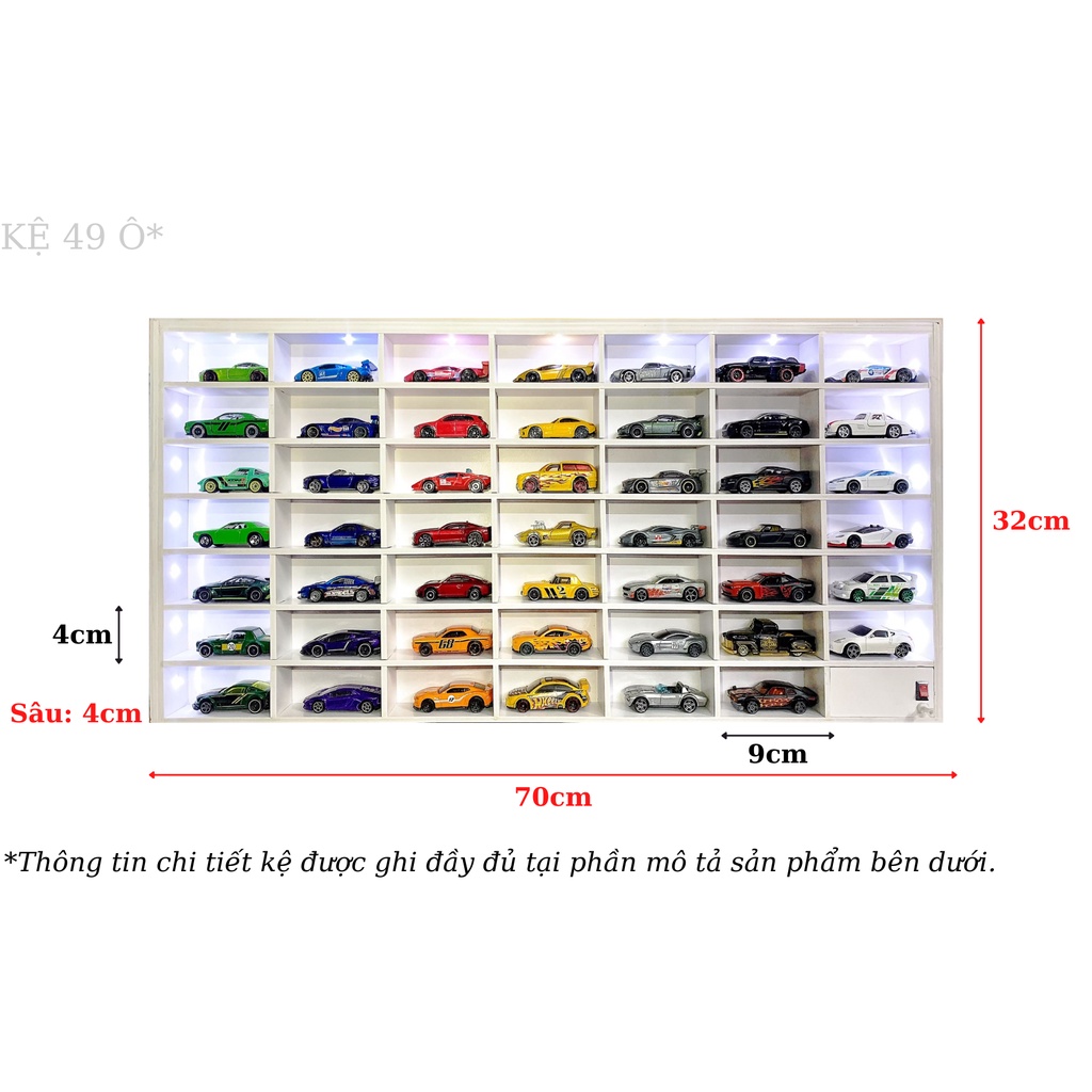 Kệ 49 Ô Trưng Bày Xe Mô Hình Tomica, Hotwheels, Bearbrick 100%