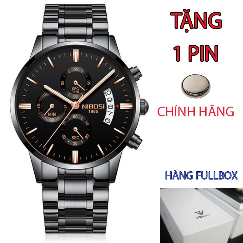 Đồng hồ Nam Nibosi 100% chính hãng, hàng fullbox, máy full kim (Ni2309 dây đúc)