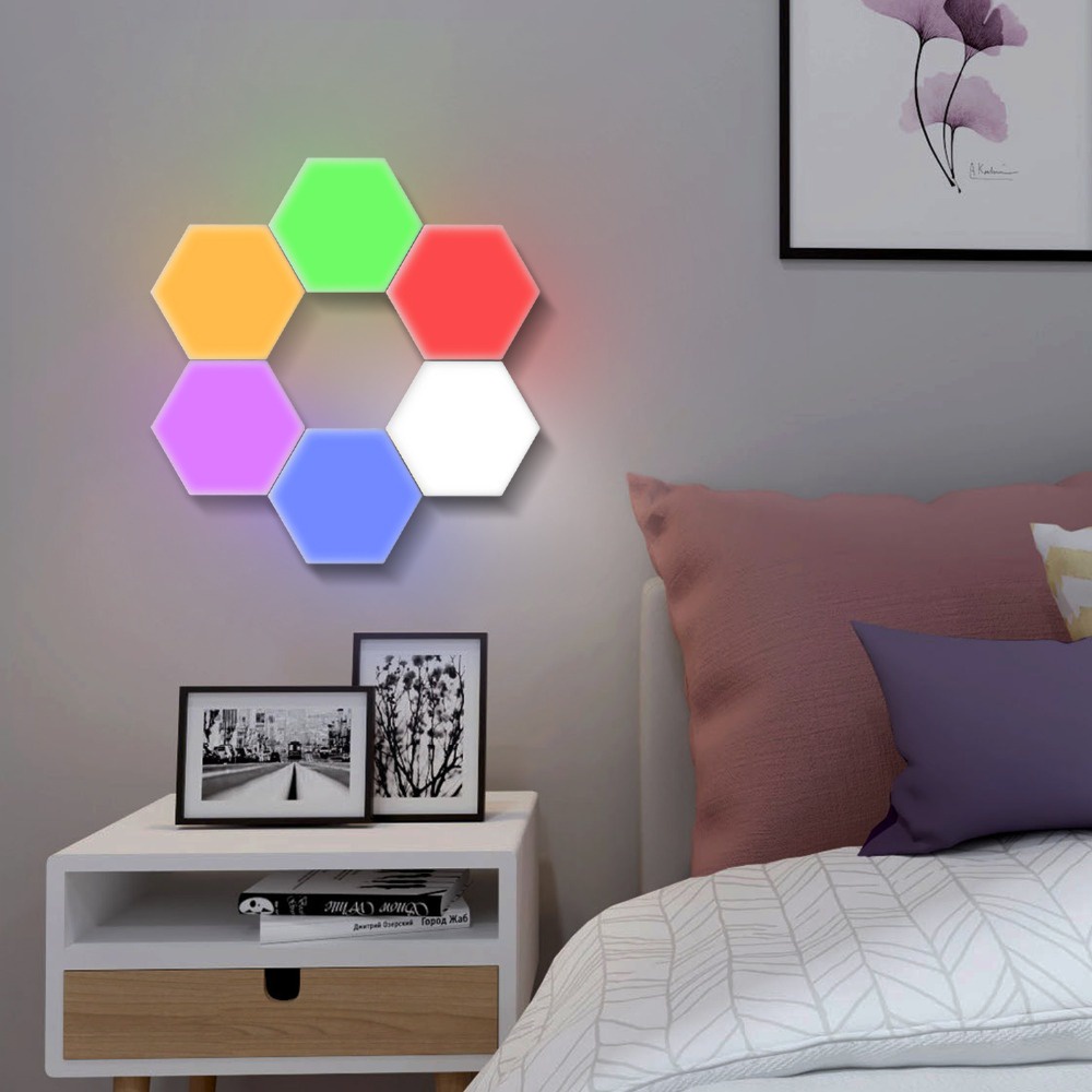 Đèn Ngủ LED RGB Hình Lục Giác Chạm Cảm Ứng Chạm Sáng Tạo