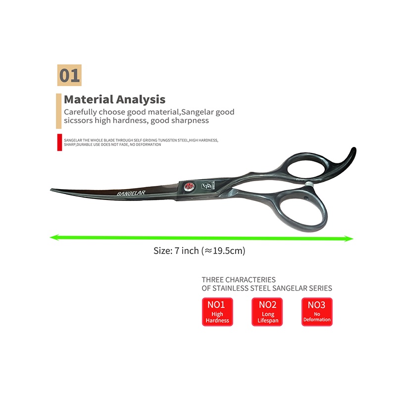 Sangelar Kéo Cắt Tỉa Lông Thú Cưng 7 inch Cong Và Xuống Chuyên Nghiệp