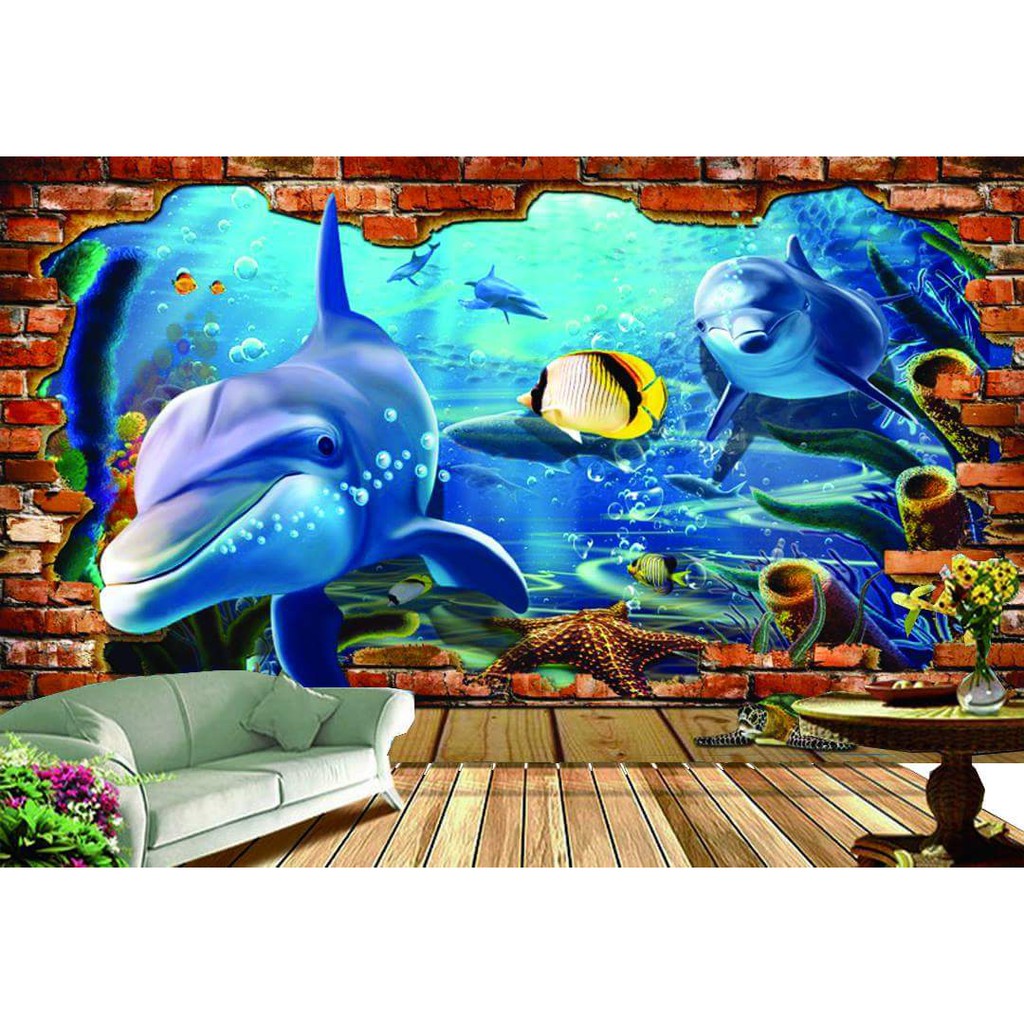 Tranh dán tường 3d cửa sổ đại dương BINBIN CS92