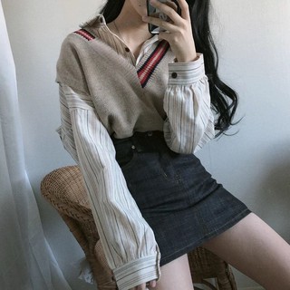Set áo gile len và sơmi