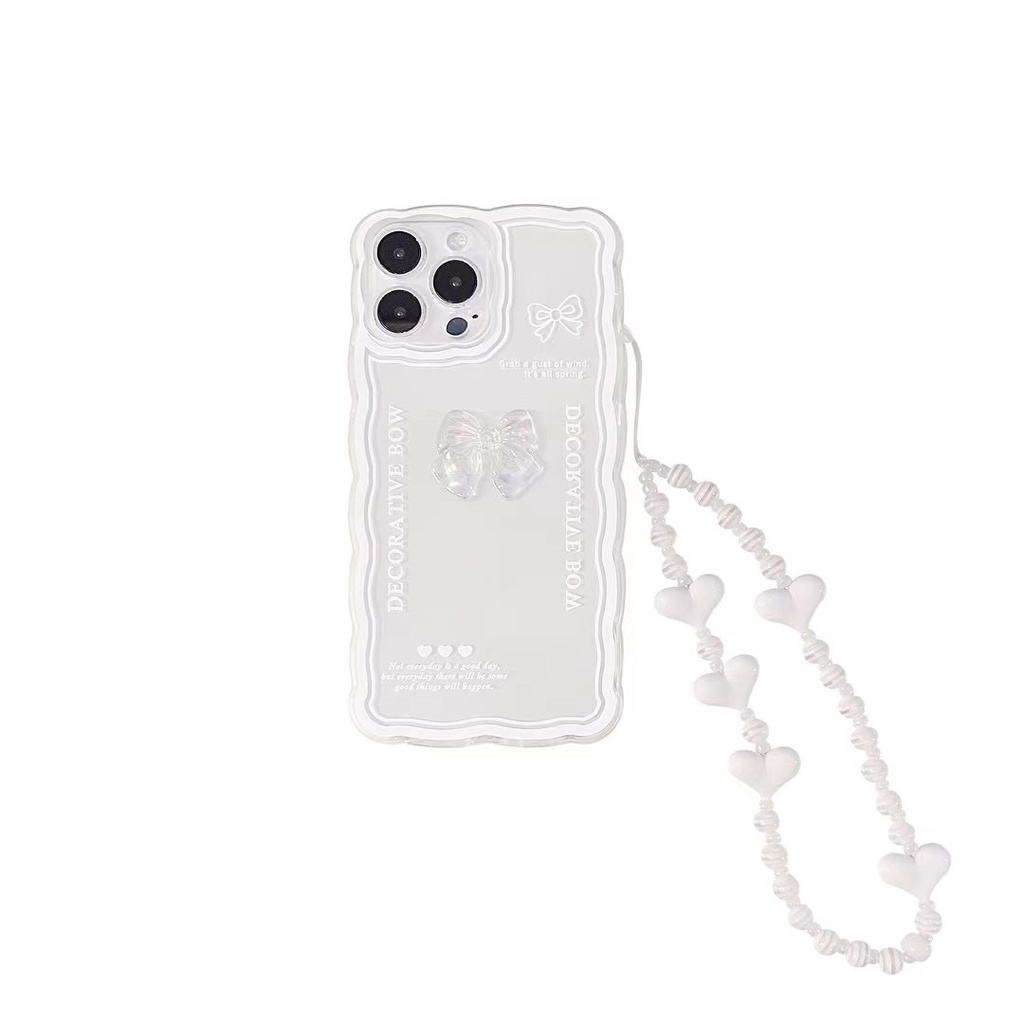 Ốp Điện Thoại tpu Mềm Có Dây Đeo Dạng Gợn Sóng Đính Nơ Cho Iphone 14proamx 12 pro max 11 pro max xs max xr x 13promax