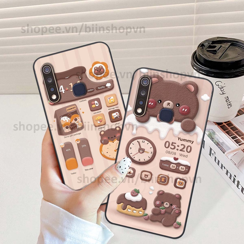 Ốp Vivo Y19 / U3 in 3D icon gấu nổi siêu xinh, siêu đáng yêu, cá tính phong cách