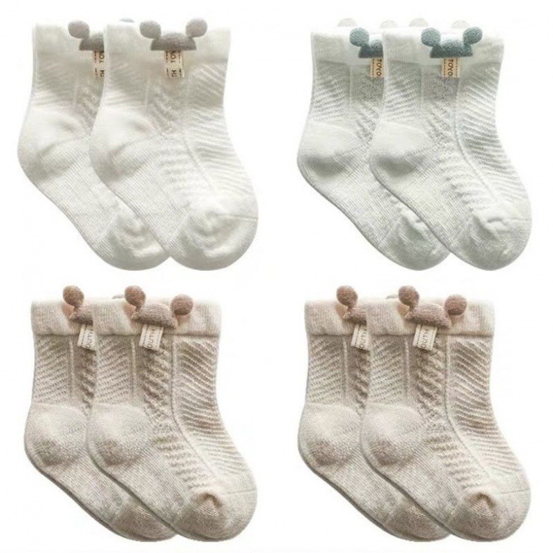 Tất lưới Mickey xuất Hàn  túi zip vải sợi cotton dệt, chất mềm mịn và thông thoáng Cho bé 0-24 tháng