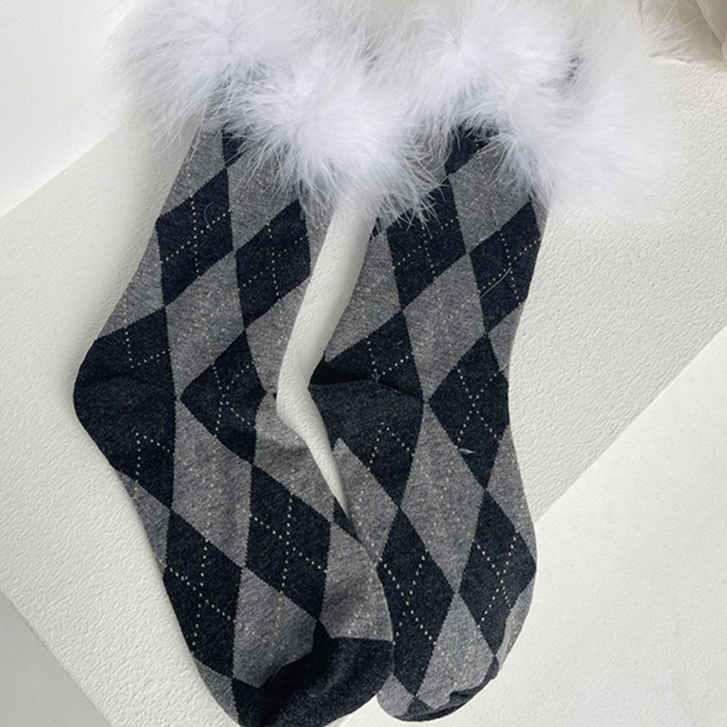 Tất Bắp Chân Lông Vũ Họa Tiết Kim Cương Ngọt Ngào Cho Nữ