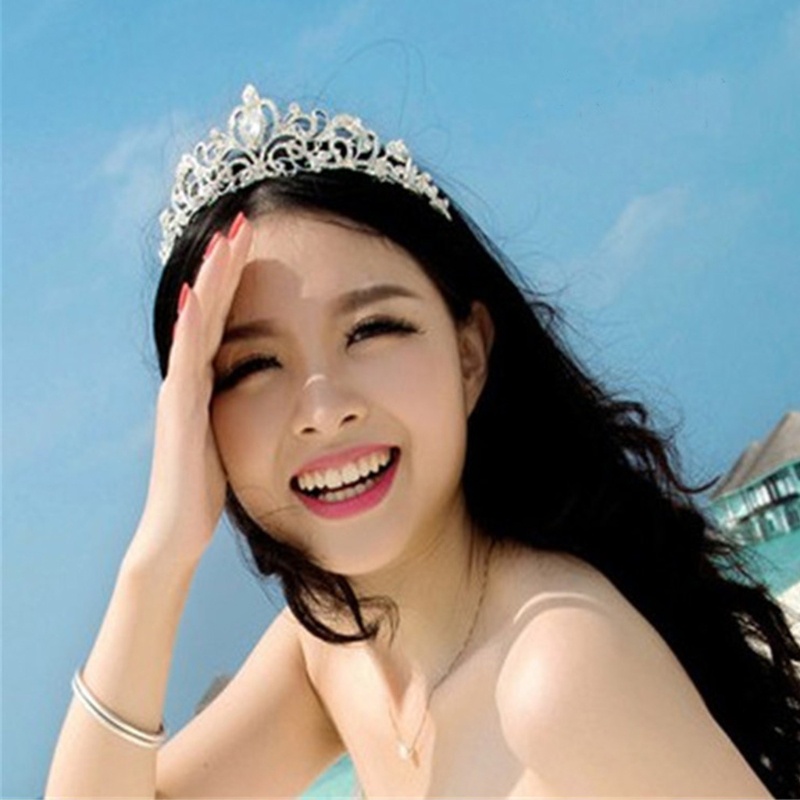 Vương Miện Công Chúa Đính Pha Lê Kèm Lược Cài Tóc Dành Cho Cô Dâu