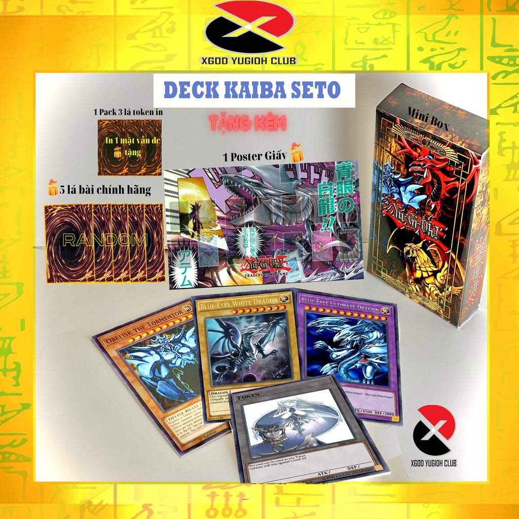 Bộ bài in giá rẻ Blue Eyes White Dragon của Kaiba Seto  +Tặng kèm 1 lá bài real của Kaiba