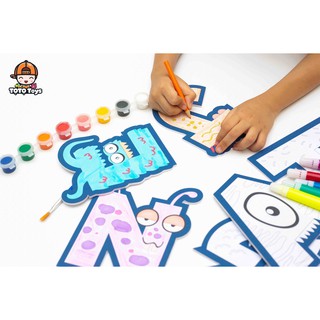 Bộ 26 tấm decal Chữ cái tự dính chủ đề quái vật Halloween - Bộ Decal tô màu sáng tạo dễ thương Tọ Tọ Toys