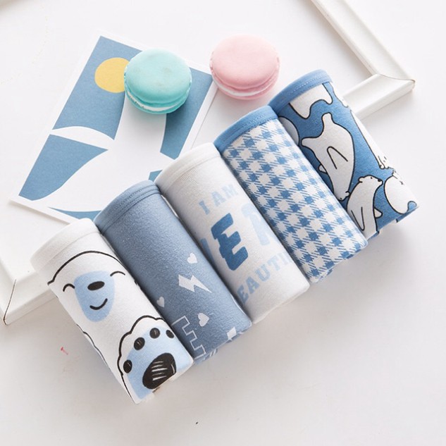 Combo 10 Chiếc Quần Lót Nữ Cute Quần Chíp Gấu Xanh Cotton Quảng Châu Cao Cấp