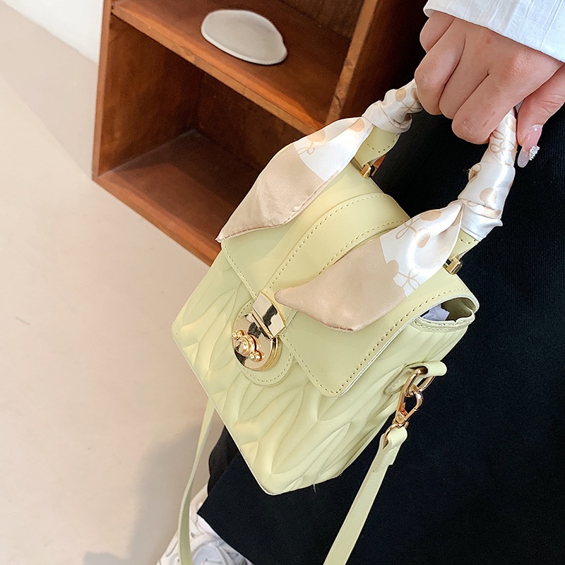 IELGY Túi đeo vai IELGY hình vuông cỡ nhỏ phối khăn lụa thời trang cho nữ