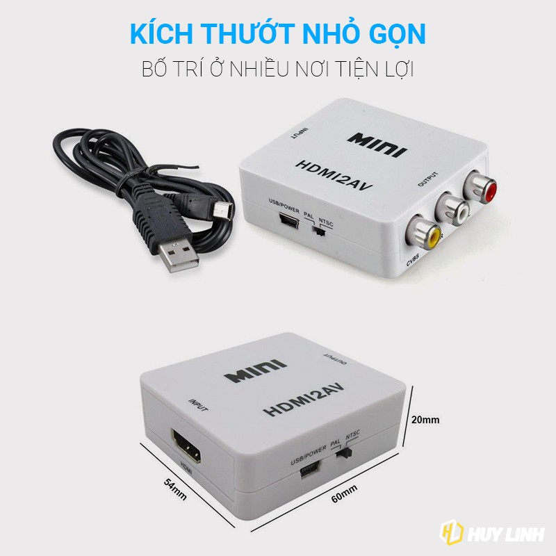 Bộ chuyển đổi tin hiệu AV ra HDMI - AV to HDMI Hỗ trợ độ phân giải FullHD1080P