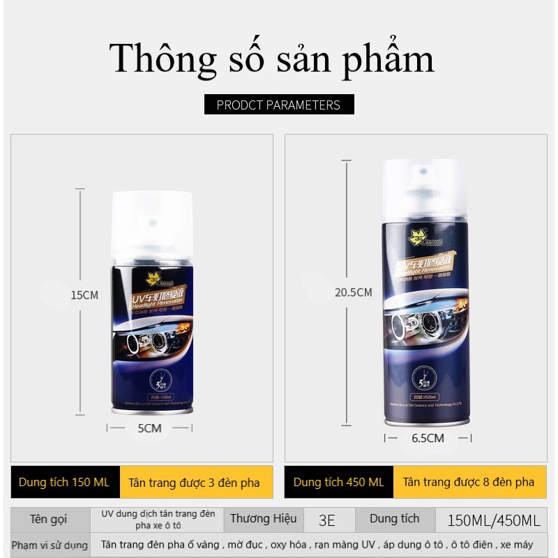 Dung dịch tân trang phục hồi làm mới đèn pha xe ô tô , phục hồi bề mặt đèn pha xe ô tô xe máy , tân trang sáng bóng đèn