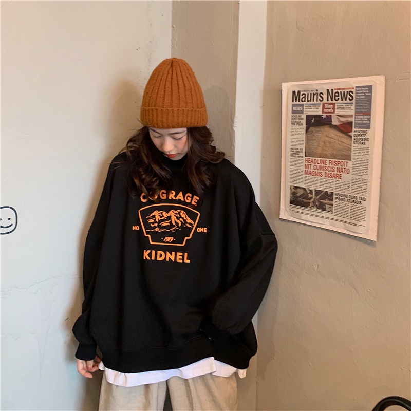 IELGY    Áo sweater Mỏng Cổ Tròn Dáng Rộng Phong Cách Hàn Quốc Cho Nữ