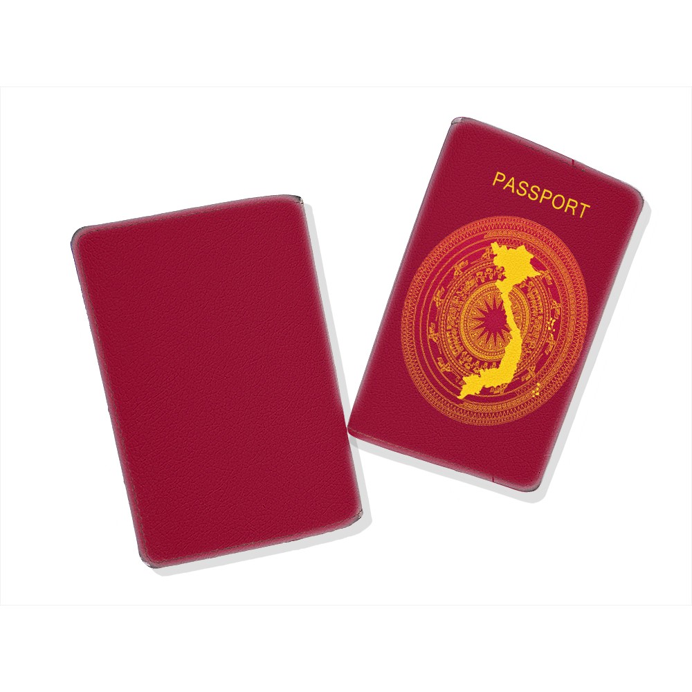 Bao da passport/hộ chiếu cao cấp In hình trống đồng cực chất [Có thể in tên theo yêu cầu]
