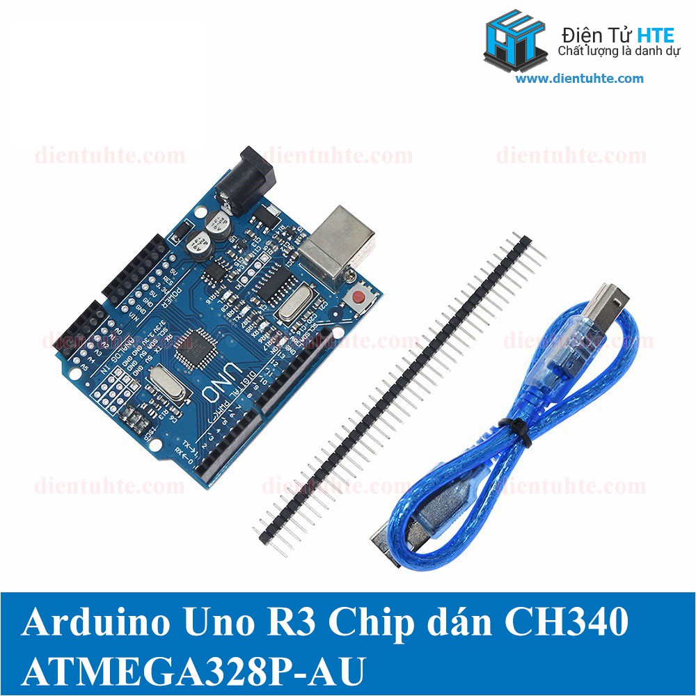 Arduino Uno R3 CH340 ATMEGA328P-AU Chip dán Kèm Cáp USB [HTE Quy Nhơn CN2]