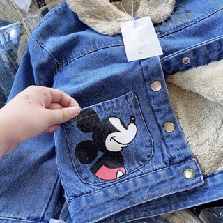 Áo khoác bò mickey lót lông cho bé