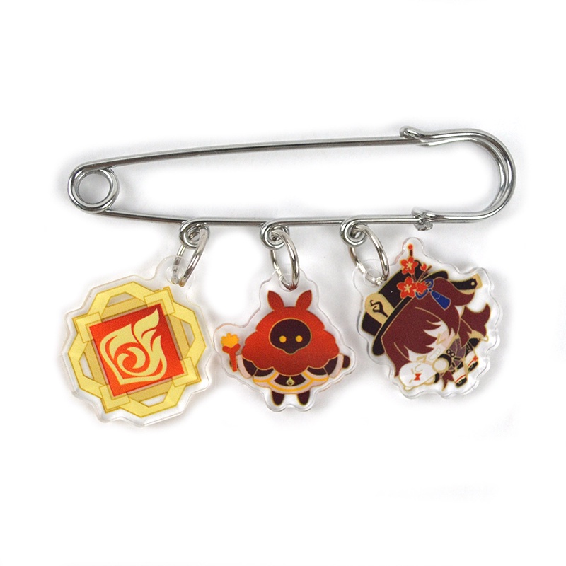 Genshin Ghim Cài Áo Bằng acrylic Hình Nhân Vật Hoạt Hình zhongli Ayakaganyu Dễ Thương