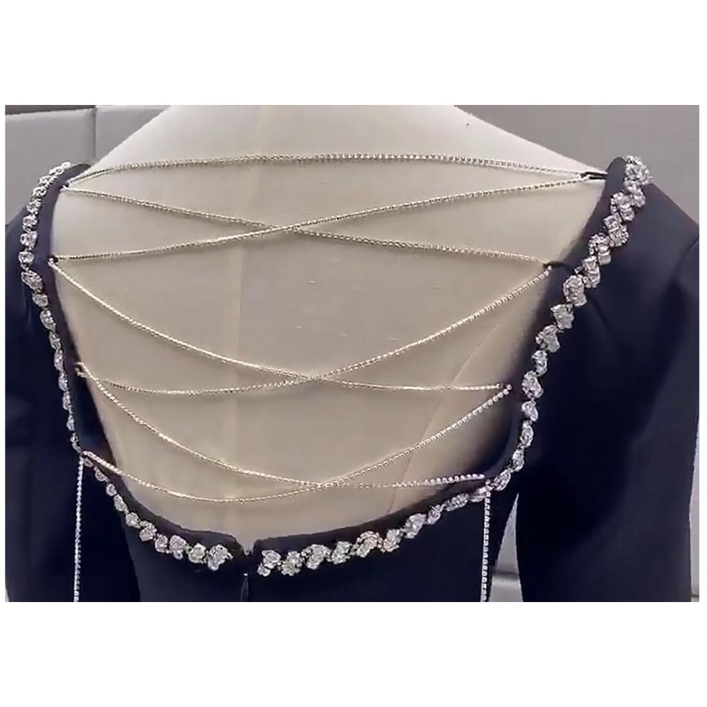 2113820 Chuỗi Dây Xích Kim Cương Giả Trang Trí Váy Cưới Cho Cô Dâu