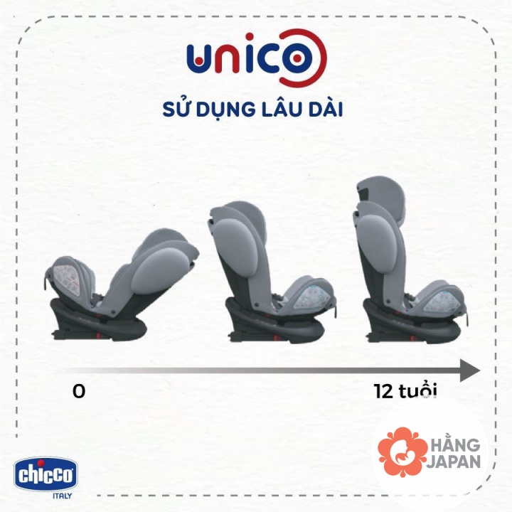 Ghế ngồi ô tô cho bé Chicco UNICO ISOFIX xoay 360 độ, từ sơ sinh đến 12 tuổi - HÀNG CHÍNH HÃNG bản LIMITED