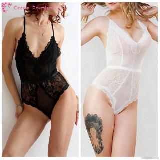 Coco Women's Sexy Lingerie Crisscross Deep V Neck Lace Bodysuit