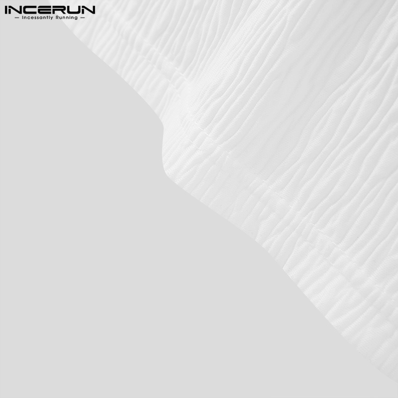 Quần dài ống rộng lưng thun INCERUN họa tiết kẻ sọc thời trang cho nam