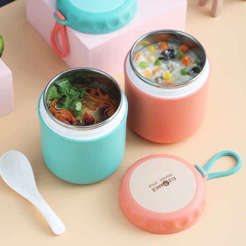 Bình giữ nhiệt ELEFANCE 430ml - Ủ cháo, canh, soup lõi inox cao cấp tặng kèm muỗng No.101220
