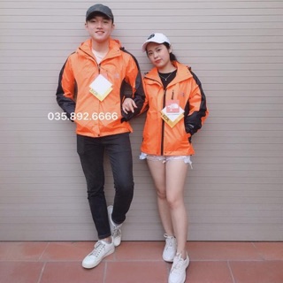 ÁO GIÓ 2 LỚP NORTH FACE - cam pha đen
