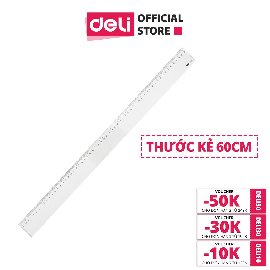 Thước kẻ 60cm Deli E6260, trong suốt