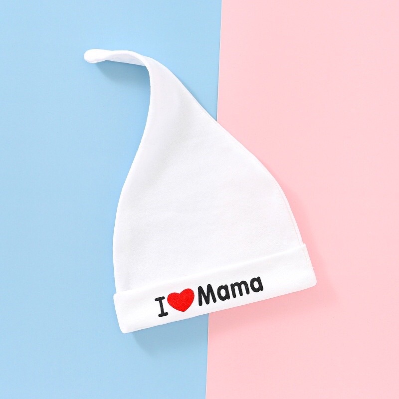 Bộ Sơ Sinh Màu Trắng Tặng Kèm Mũ ( I Love Mom - Dad )