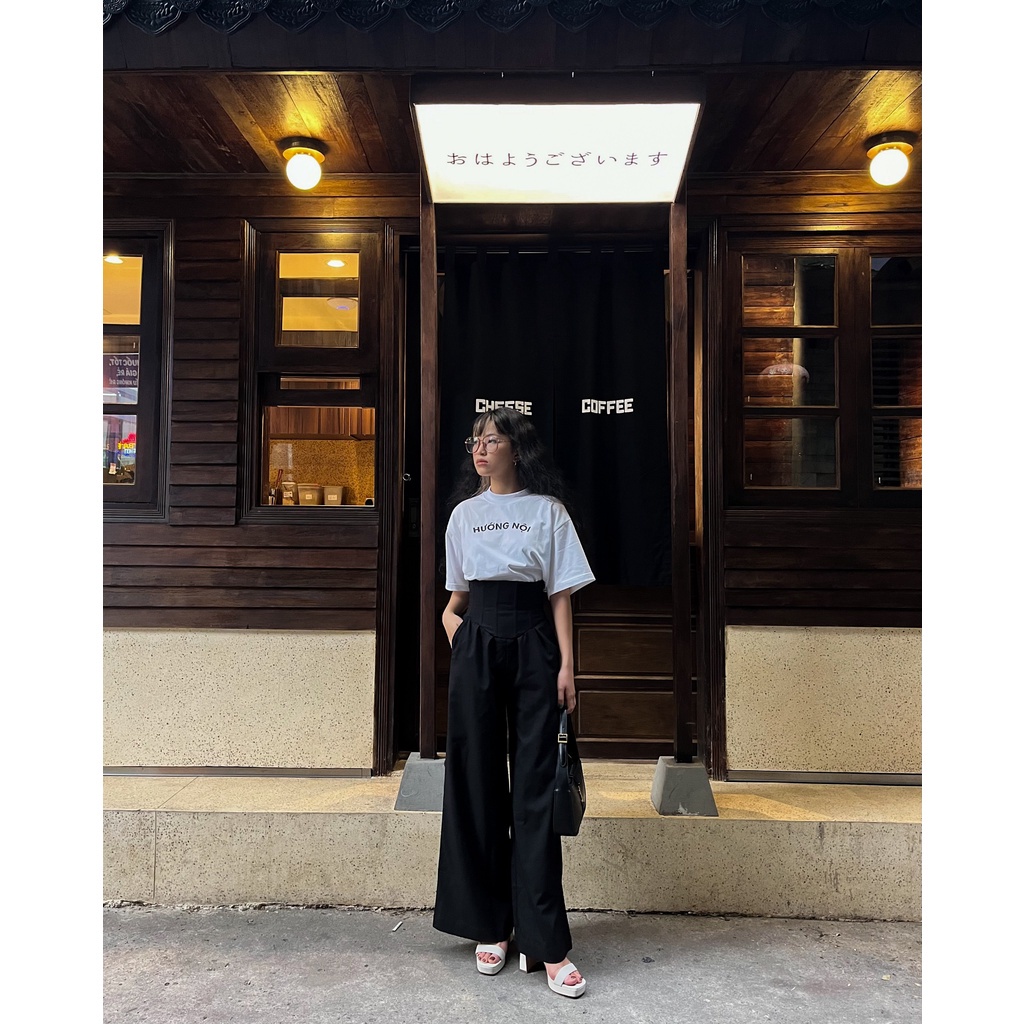 Áo Thun HƯỚNG NỘI 100% Cotton Tay Lỡ Unisex - Đen/Trắng Cổ Tròn | Blackwork