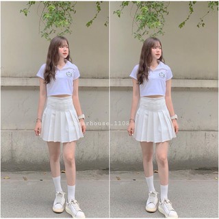 SET VÁY TENNIS + CROPTOP PETTER THÊU LOGO
