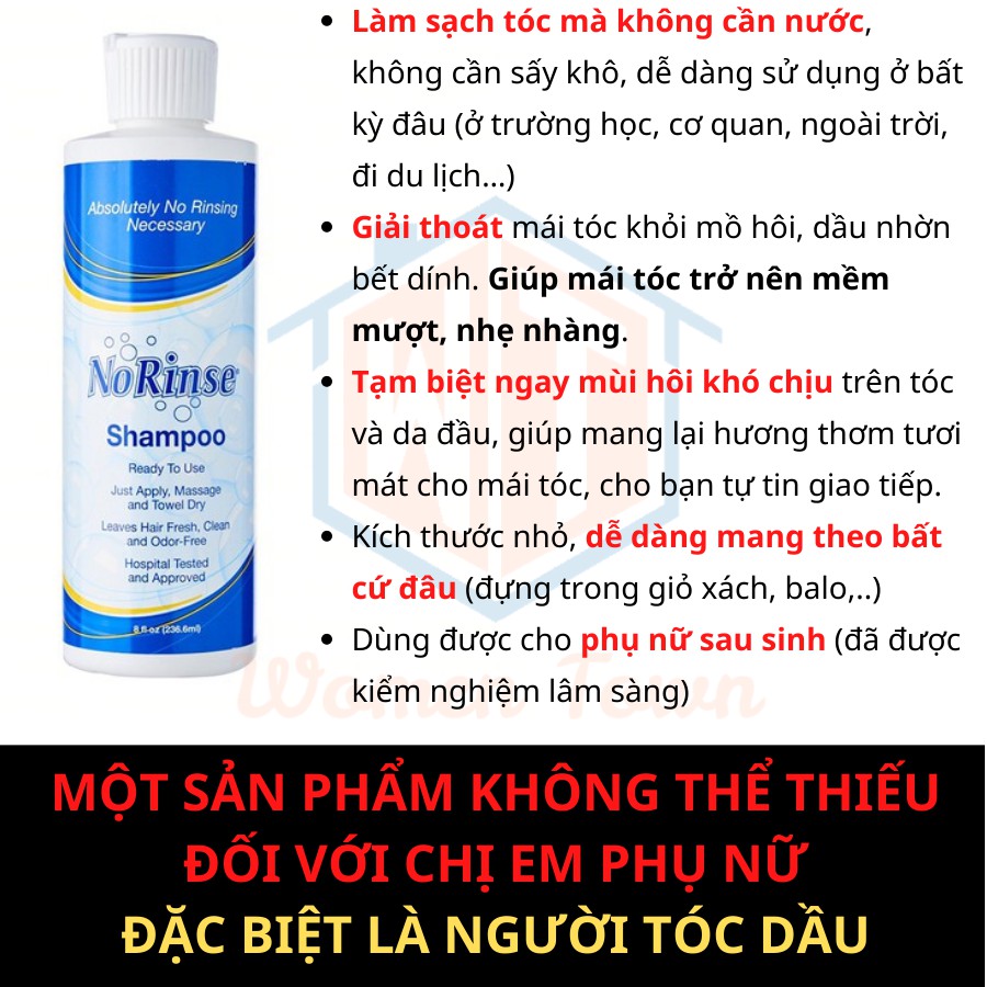 Dầu Gội Khô NoRinse Shampoo - Chai No Rinse 236,6ml - cvspharmacy