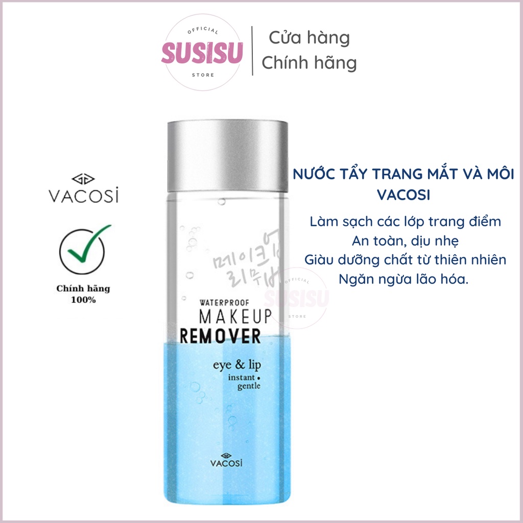 Nước tẩy trang mắt môi VACOSI WATERPROOF MAKEUP REMOVER FOR EYE & LIP 80ml