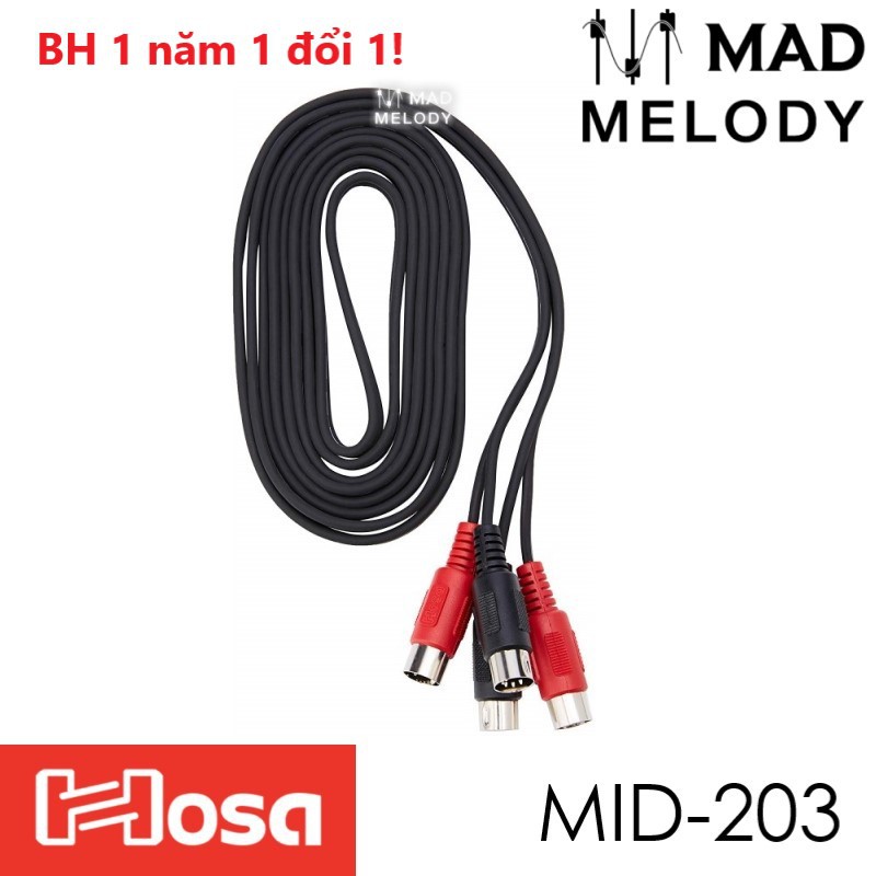 Hosa Dual MIDI Cable MID-203 (2 5-pin DIN - 2 5-pin DIN) (3m) [Dây cáp MIDI đôi hai đầu 5-pin DIN, NEW & chính hãng]