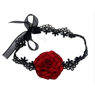Vòng cổ, dây cổ choker hoa hồng lụa RC01