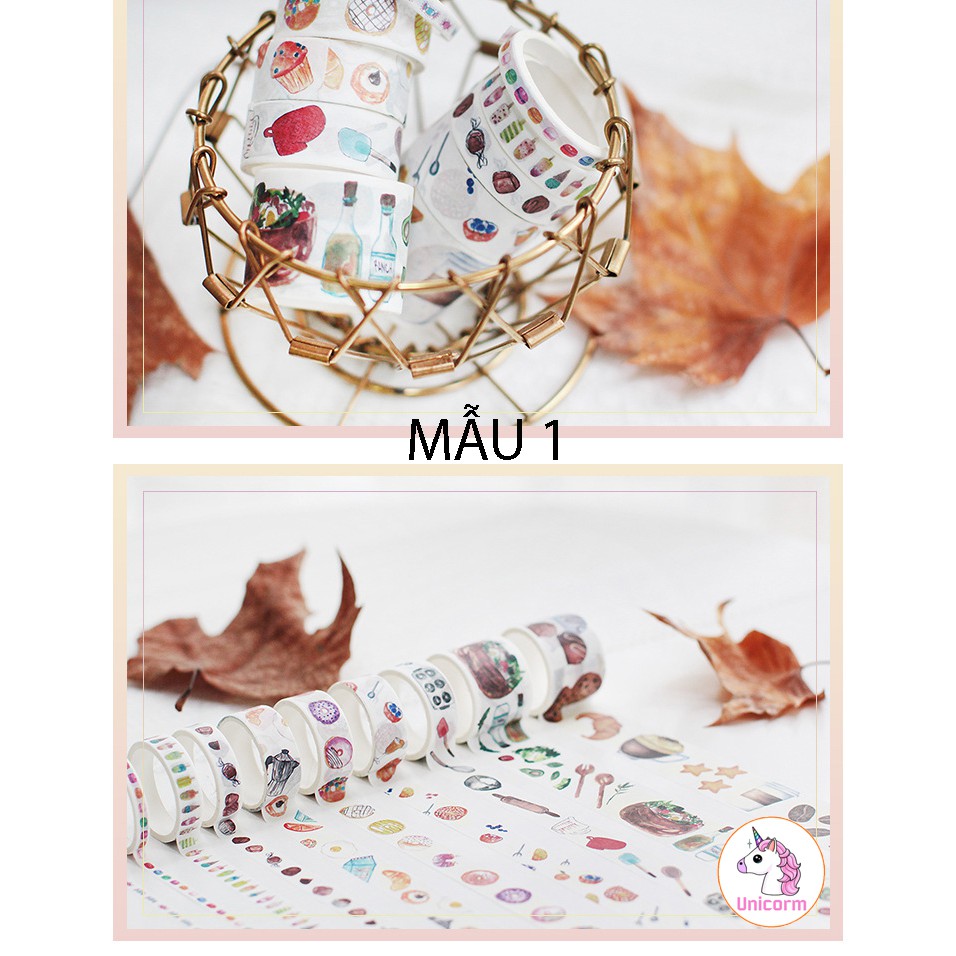 Set 10 cuộn băng dính trang trí - băng keo trang trí siêu đẹp trang trí scrapbook, sổ tay planner,...