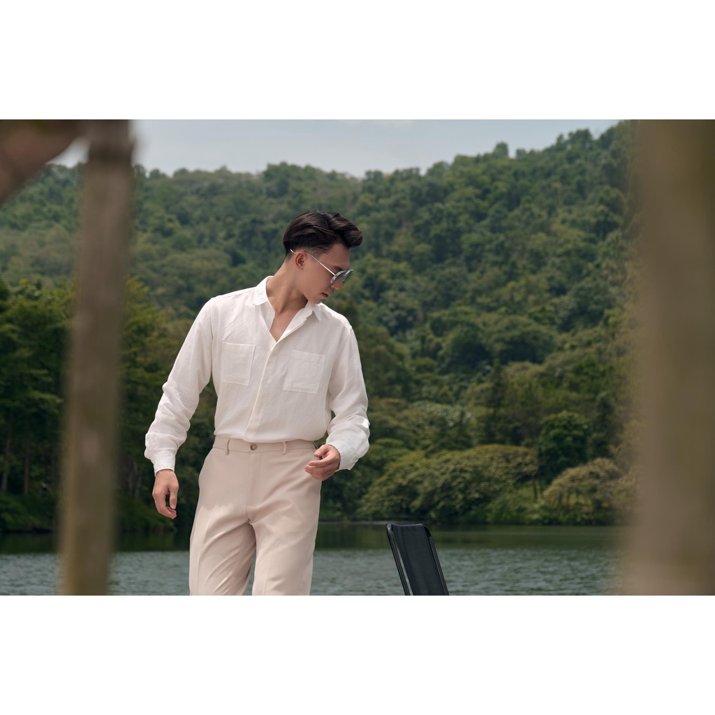 Áo sơ mi dài tay cổ bẻ thương hiệu thời trang nam 360Boutique chất liệu linen cao cấp - STDTK317