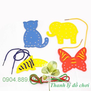 Set 2 Hình đục lỗ giúp trẻ tập xỏ dây, luồn dây - Hoạt động montessorri