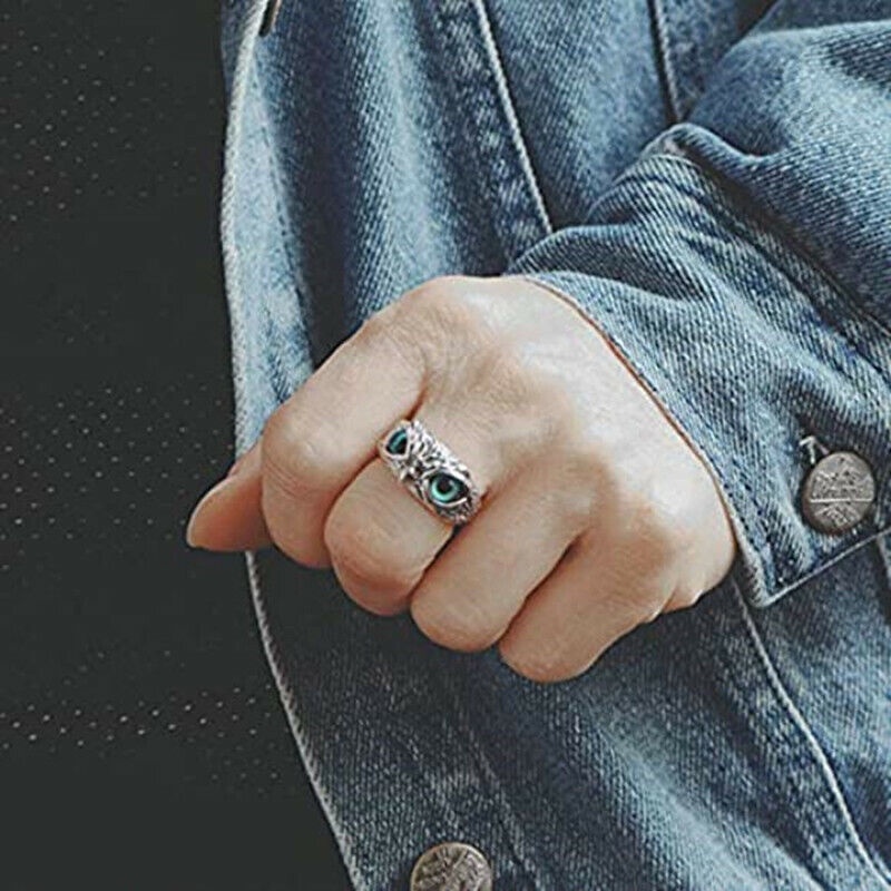 Nhẫn Hở Mạ Bạc 925 Hình Cú / Mèo / Ếch Có Thể Điều Chỉnh Kích Cỡ