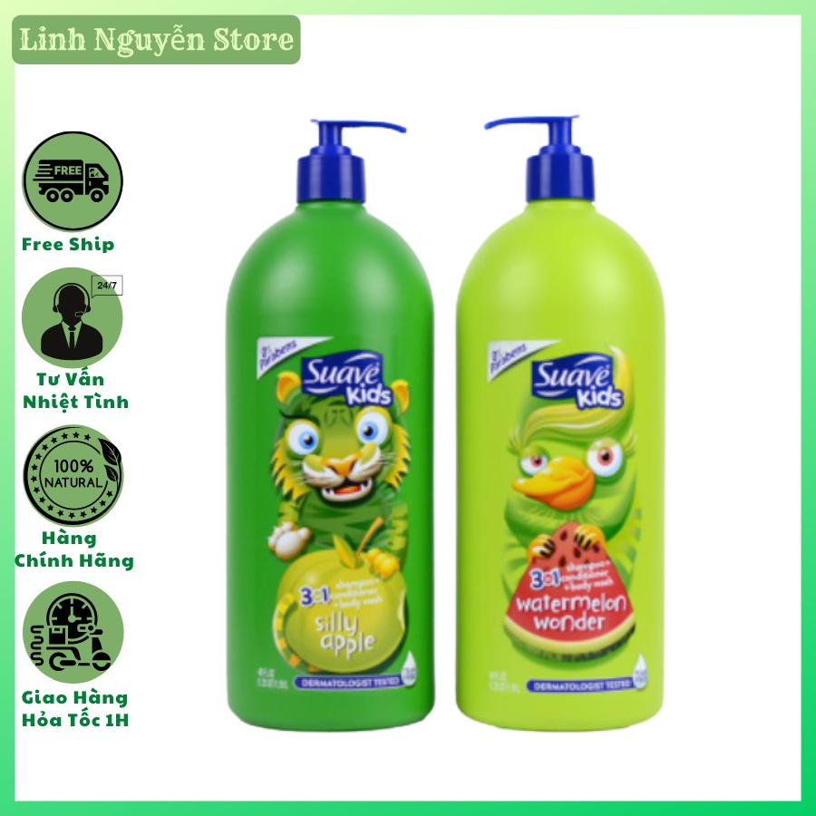 Sữa Tắm - Gội - Xã Suave Kid 3 in 1 chính Hãng Mỹ 1,18 lít