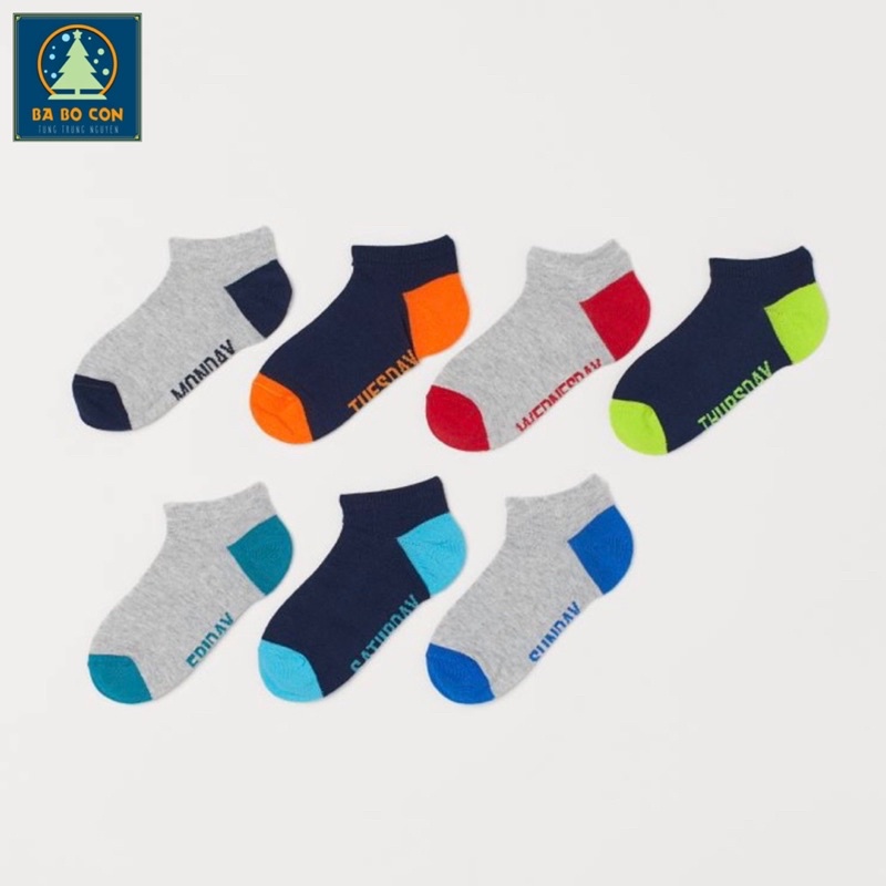 Sét 7 đôi tất trẻ em HM cổ ngắn đủ size cho bé từ 3-8 tuổi
