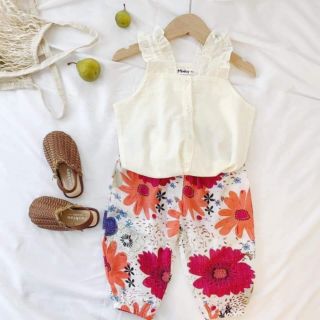 Set thô đũi quần hoa cho bé gái