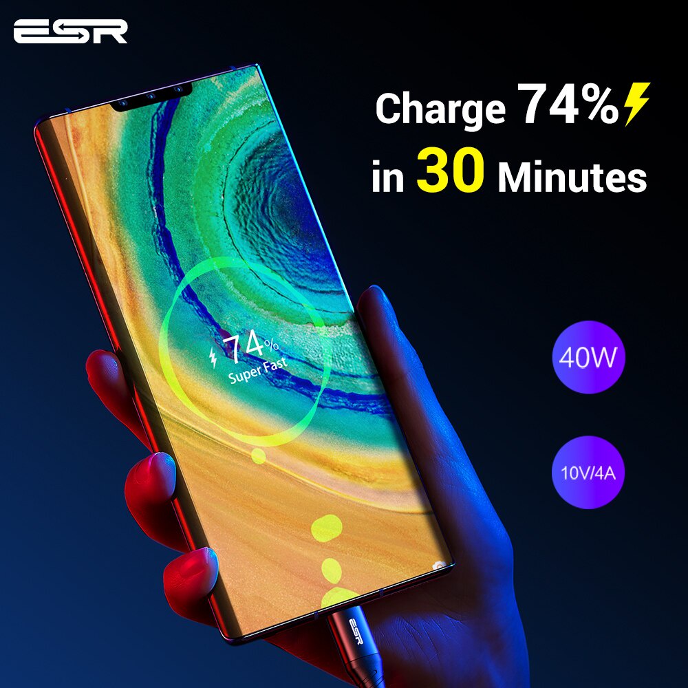 ESR cho Huawei P30 P20 Mate 20 Pro 5A USB Type C 1m 2m dành  Cáp sạc nhanh