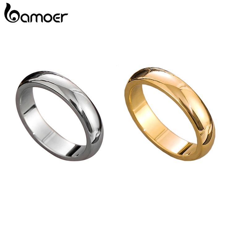 Nhẫn BAMOER bằng thép không gỉ thiết kế đơn giản thời trang cao cấp cho nam nữ