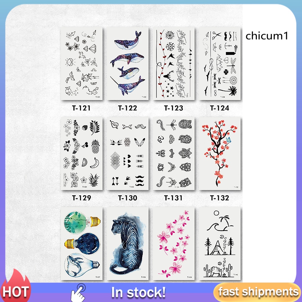 1 Tấm Hình Xăm Dán Tạm Thời Hình Bóng Đèn/Hoa Mận/Cá Voi Chống Thấm Nước